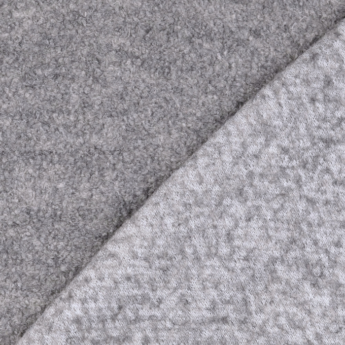 Tissu lainage bouclette, gris clair chiné