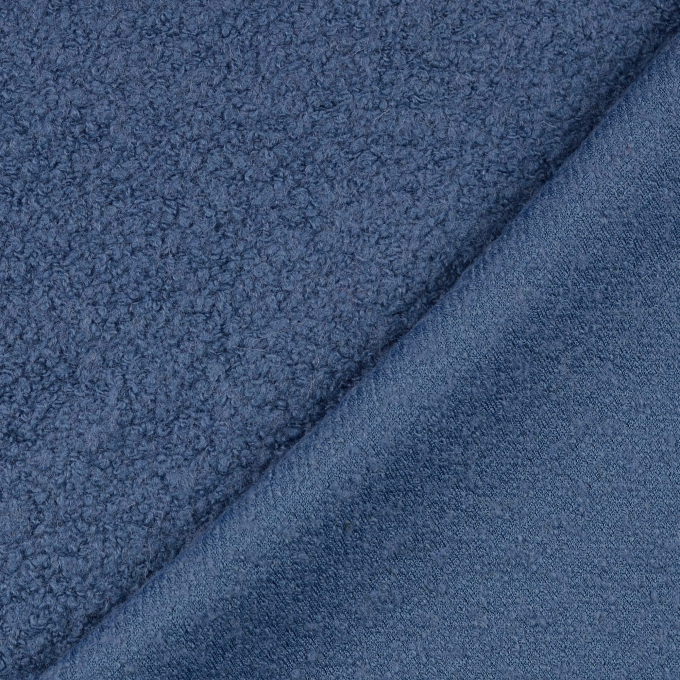 Tissu lainage bouclette, bleu denim