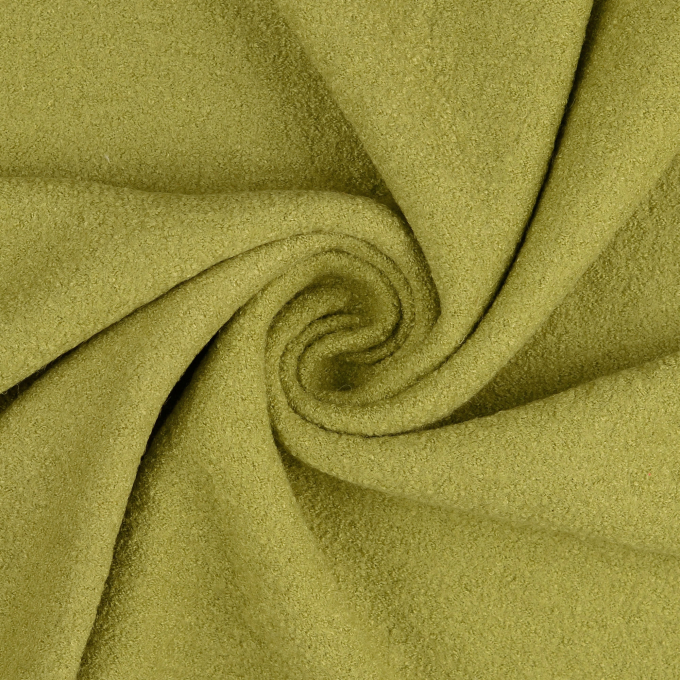Tissu lainage aspect légèrement bouclé, vert mousse
