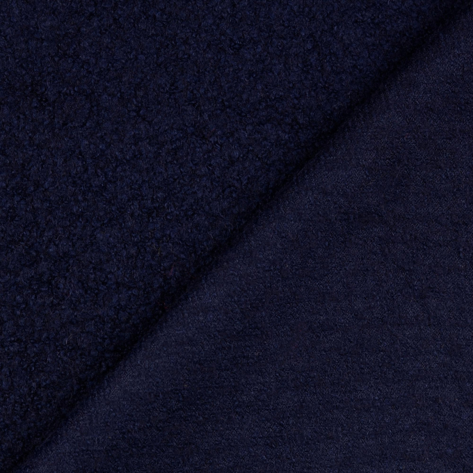 Tissu lainage bouclette, bleu marine