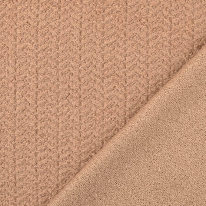 Tissu lainage zigzag aspect bouclé, beige