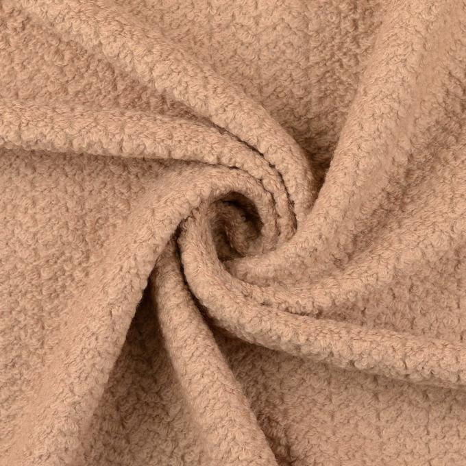 Tissu lainage zigzag aspect bouclé, beige
