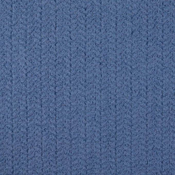 Tissu lainage zigzag aspect bouclé, denim bleu