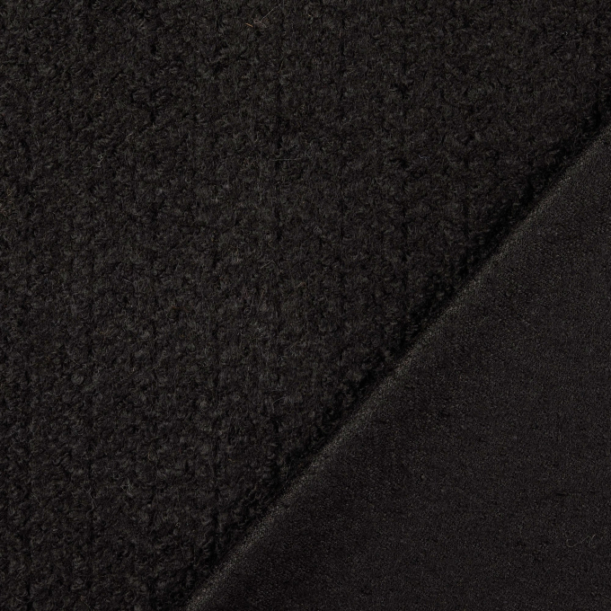 Woll Bouclé Zick Zack, schwarz