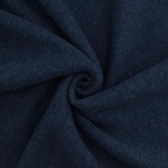 Tissu laine vierge uni, bleu foncé