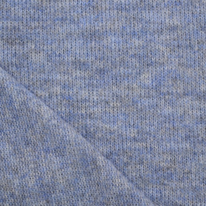 Gebreide stof met wol, blauw gemêleerd