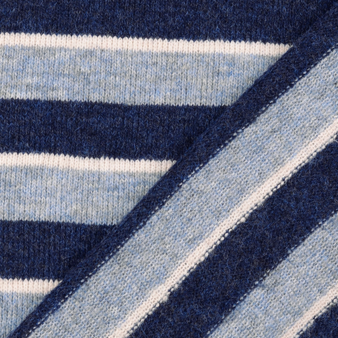 Gebreide stof met wol Colour Stripes, blauw