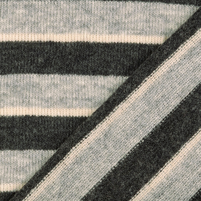 Gebreide stof met wol Colour Stripes, grijs