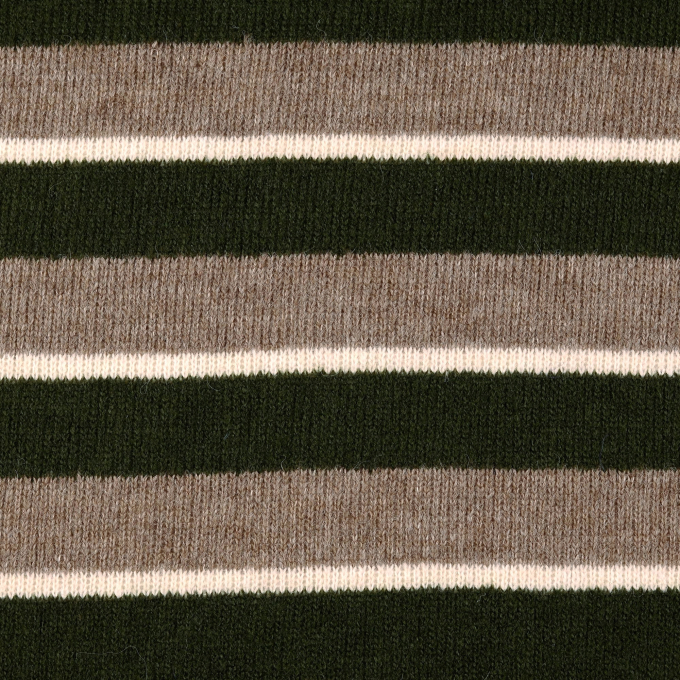 Tissu laine mélangée maille tricot rayé Colour Stripes, vert