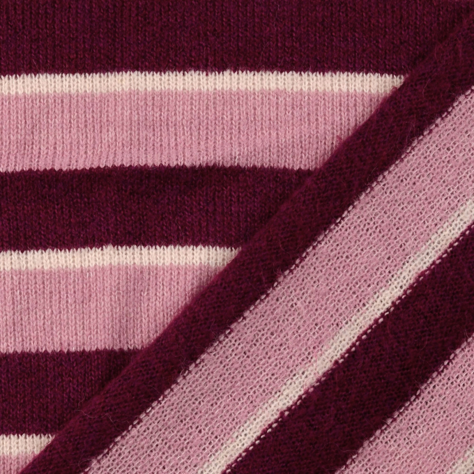 Gebreide stof met wol Colour Stripes, roze