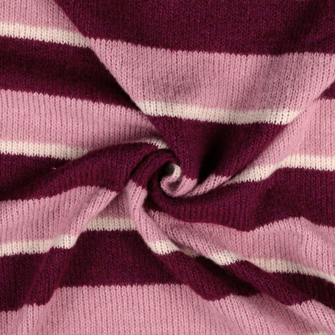 Gebreide stof met wol Colour Stripes, roze