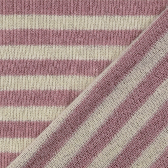 Gebreide stof met wol Stripes, roze