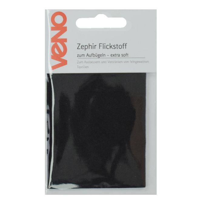 Zefier opstrijkbaar reparatiedoek, 000=zwart