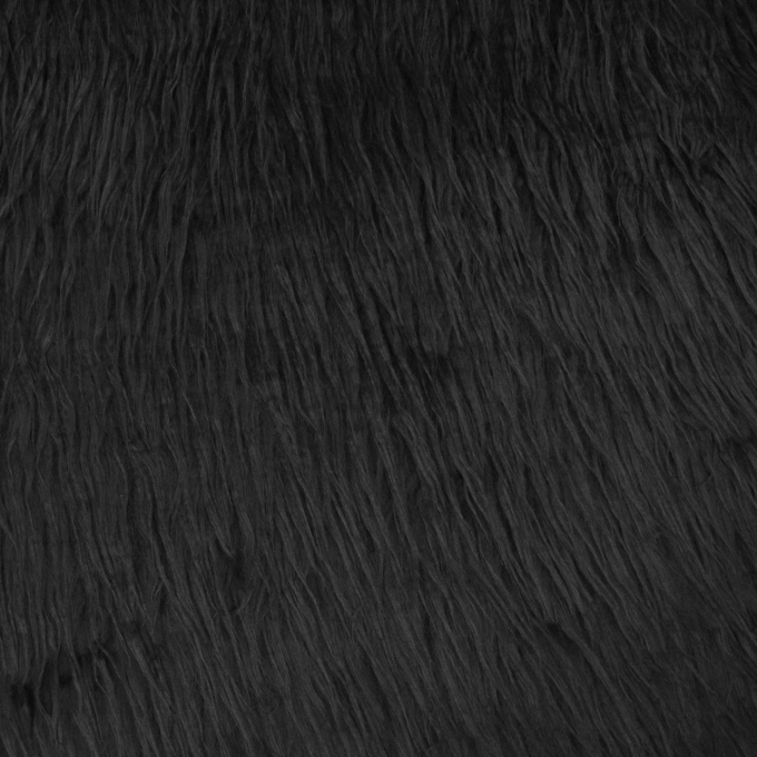 Tissu fausse fourrure à longs poils hirsutes, noir