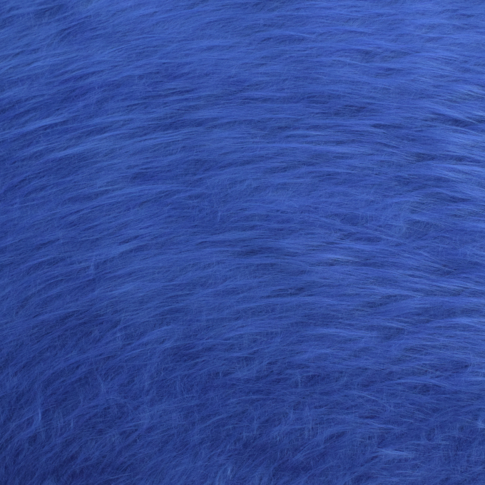 Tissu fausse fourrure à longs poils hirsutes, bleu royal