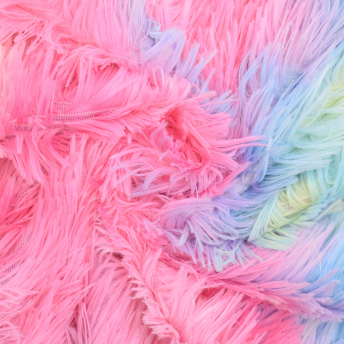 Tissu fausse fourrure poil long Arc-en-ciel