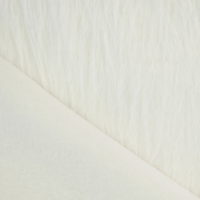 Tissu fausse fourrure à longs poils hirsutes, blanc