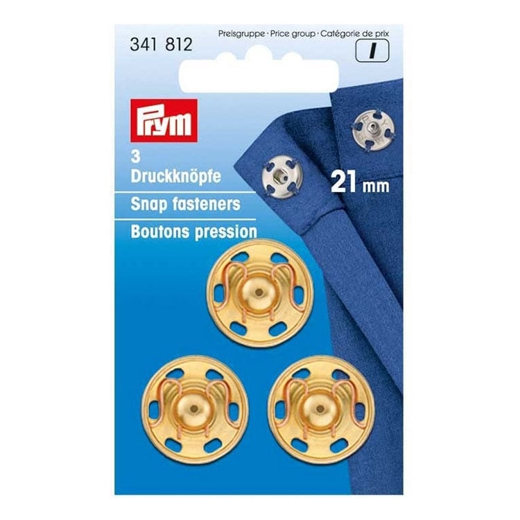 Silver 3 Pieces 21mm Brass Sew-on snap Fasteners