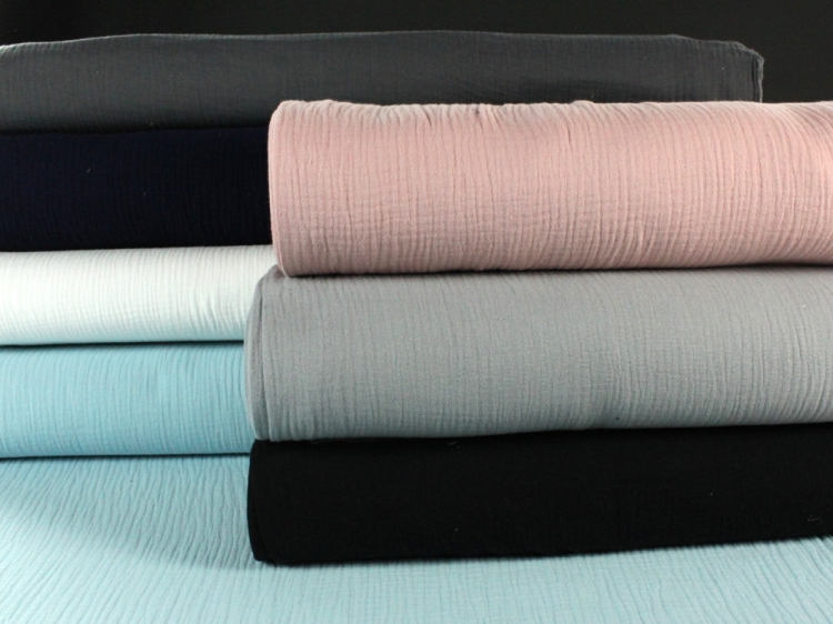 Baumwoll Musselin Double Gauze, schwarz | Stoffe Hemmers