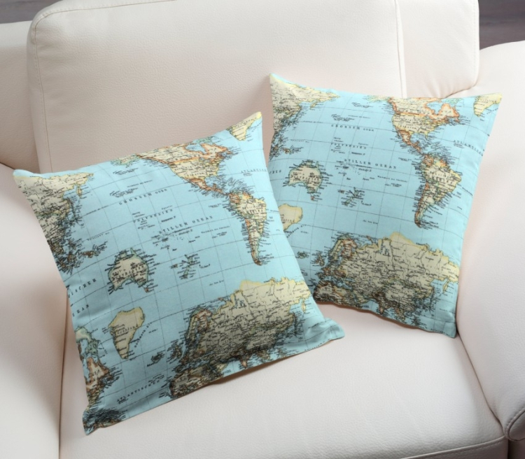 Tissu Déco Carte du monde | Tissus Hemmers