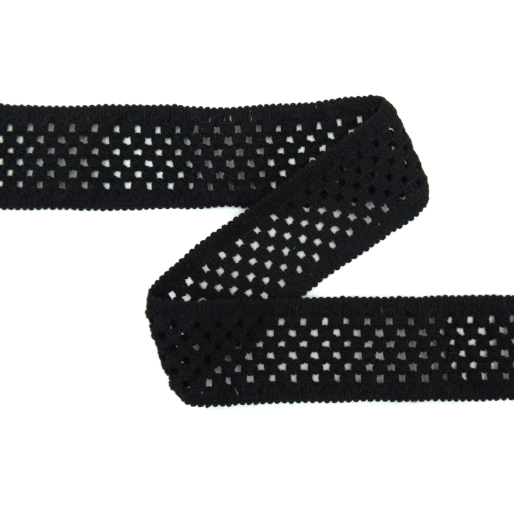 piramide Overeenstemming regeling Elastic band cotton crochet look, black | Fabrics Hemmers