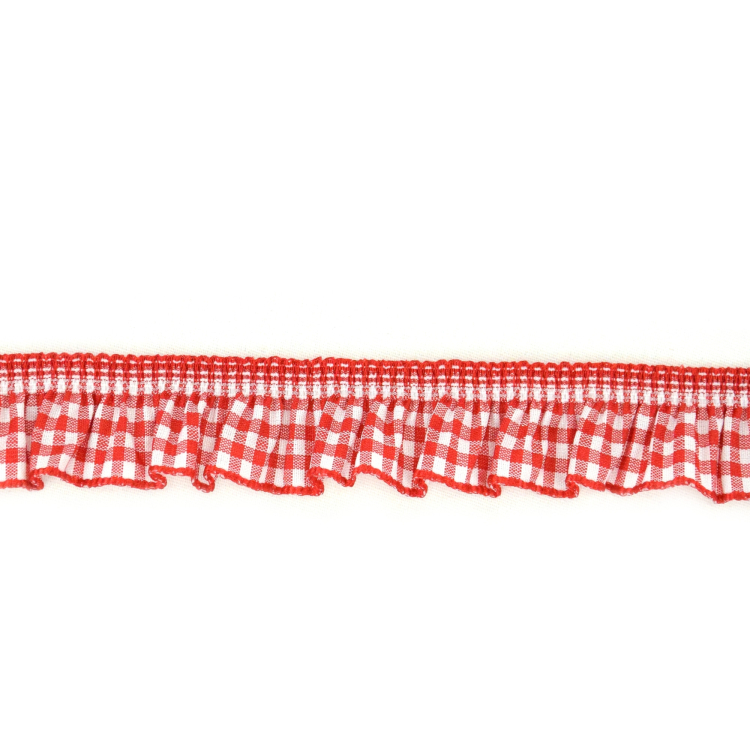 Ruban Elastique Ruche Vichy Rouge Tissus Hemmers