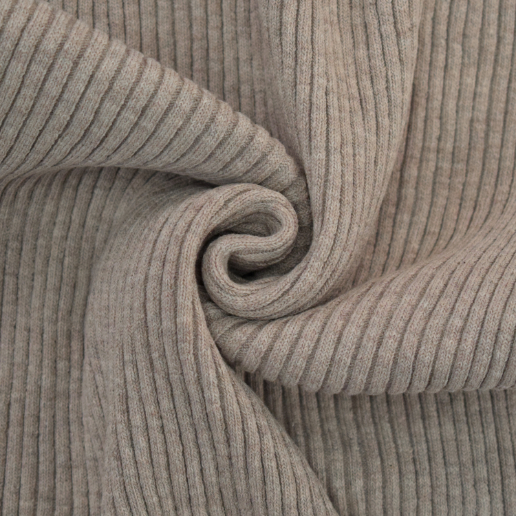 Tissu bord-côte jersey tubulaire à grosses côtes, beige chiné | Tissus Hemmers