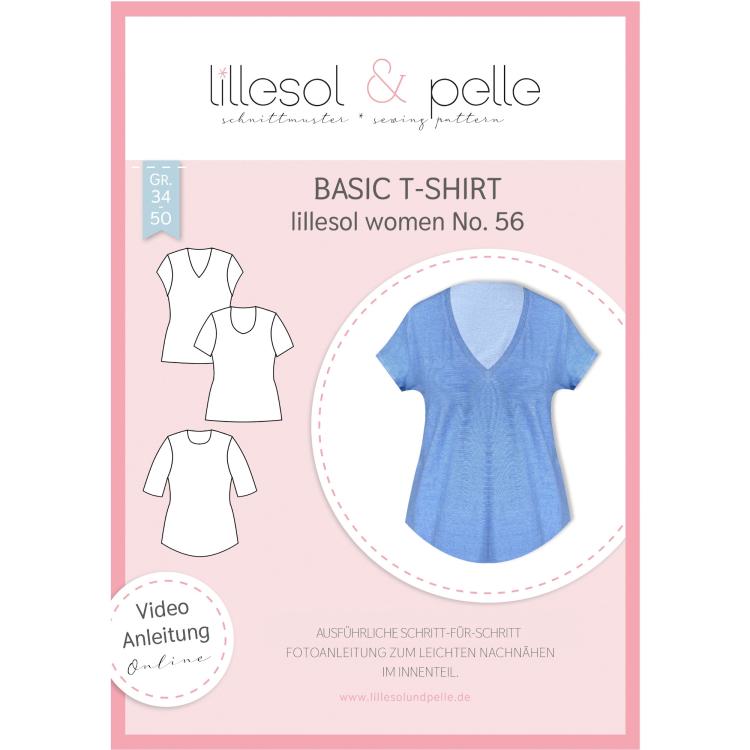 Lillesol Women No 56 Basic T Shirt Paper Pattern German Fabrics Hemmers