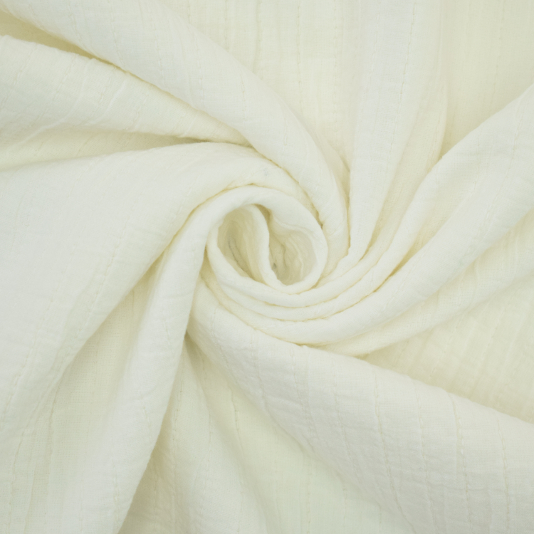 Tissu double gaze de coton matelassé, blanc cassé | Tissus Hemmers