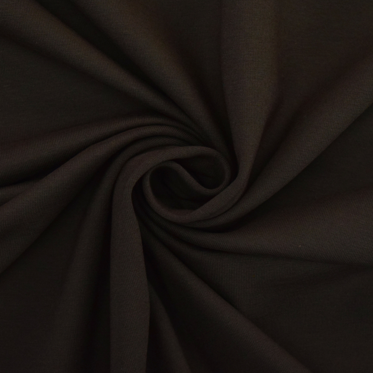 Sample Cotton jersey plain, dark brown Fabrics Hemmers