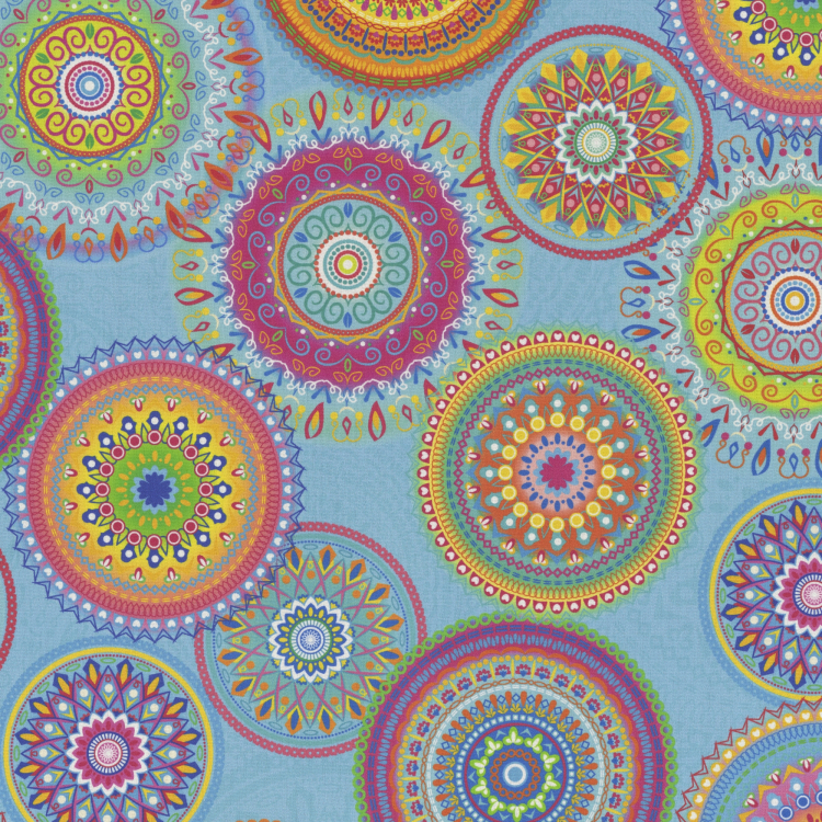 Outdoor Fabric Mandala Light Turquoise Fabrics Hemmers