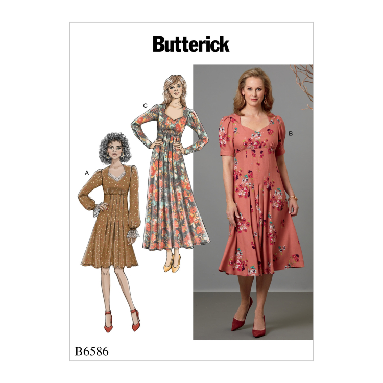 Patron Butterick 6586 robe, en français Tissus Hemmers
