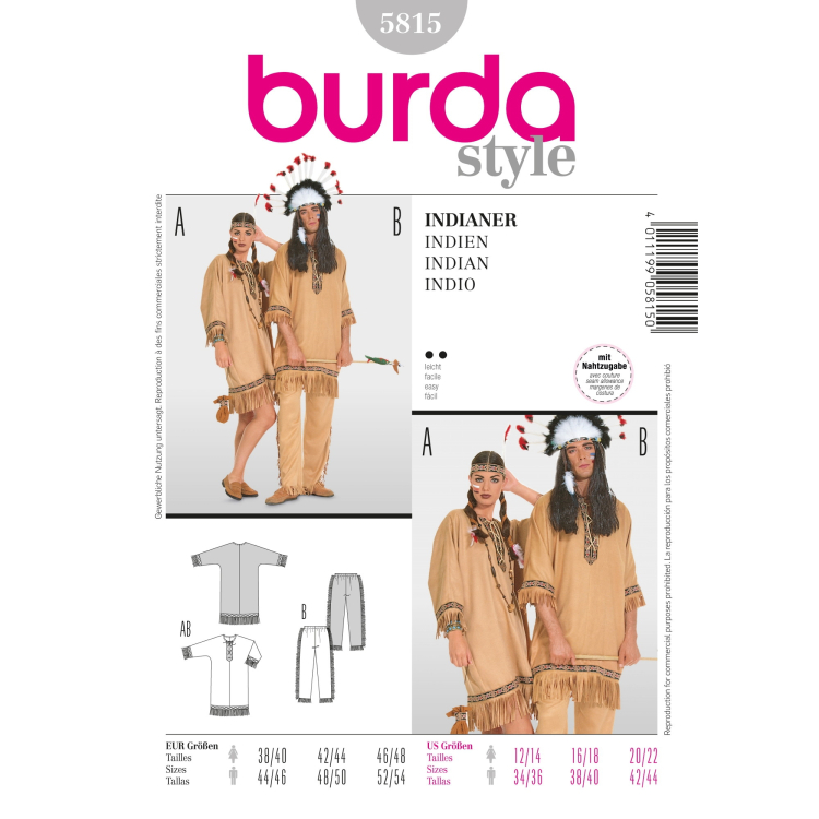 Naaipatronen Indian Couple Burda 5815 Dui En Fr Stoffen Hemmers