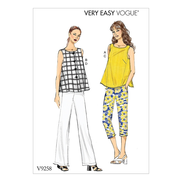 Sewing pattern Vogue 9258, combination: top and trousers, En/Ger/Fr |  Fabrics Hemmers