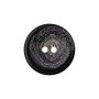 Bouton 2 trous en chanvre et polyester recyclé, 25 mm, noir-marbré