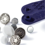 8 boutons pour jean Prym, 17 mm, couleur argent vieilli