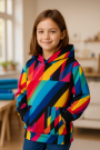 Alpenfleece / Kuschel-Sweatshirt Crazy Stripes, multicolor