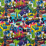 Alpine fleece sweatshirt fabric Graffiti Art, multicolour