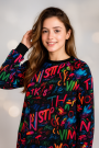 Tissu sweat polaire alpine Graffiti letters, multicolore