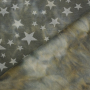 Tissu sweat polaire alpine Batik Tie dye Stars, vert olive