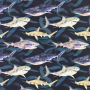 Swimsuit fabric sharks, navy blue
