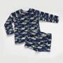 Swimsuit fabric sharks, navy blue