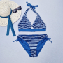 Tissu pour maillot de bain à rayures Stripes, bleu pétrole foncé