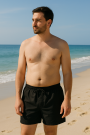 Swim shorts fabric plain, black