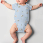 Tissu jersey de bambou Baby Animals, bleu clair