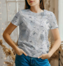 Tissu jersey de bambou Feuilles Big Leaves, bleu pâle