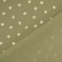 Tissu coton batiste plumetis fleurs dorées, vert olive clair