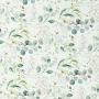 Tissu coton batiste feuilles eucalyptus, blanc