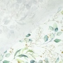 Tissu coton batiste feuilles eucalyptus, blanc
