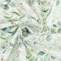 Tissu coton batiste feuilles eucalyptus, blanc